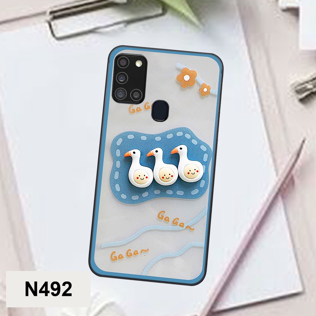 Ốp Samsung A21s bộ hình cute dễ thương gấu thỏ xinh xắn vẽ tay lạ mắt
