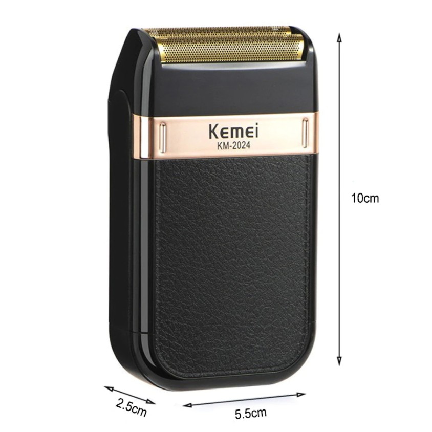 Máy Cạo Râu Tông Đơ Lưỡi Cắt Kép KEMEI KM-2024 SẠC USB Thông Minh có tặng 1 đầu THAY THẾ - BẢO HÀNH 12 THÁNG
