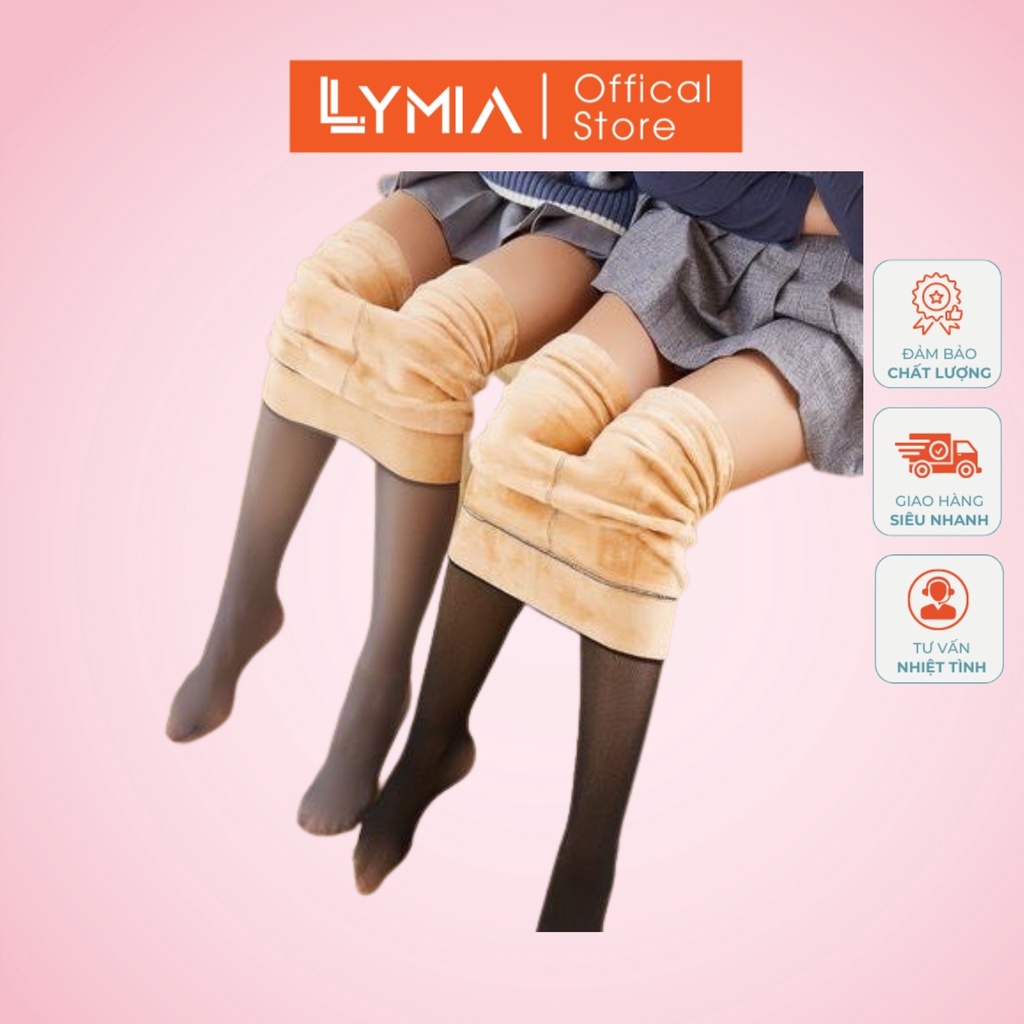 Quần tất nữ 3D LYMIA lót nỉ bông lông màu đen, nâu cafe, ghi khói dày giữ nhiệt mùa đông QT05