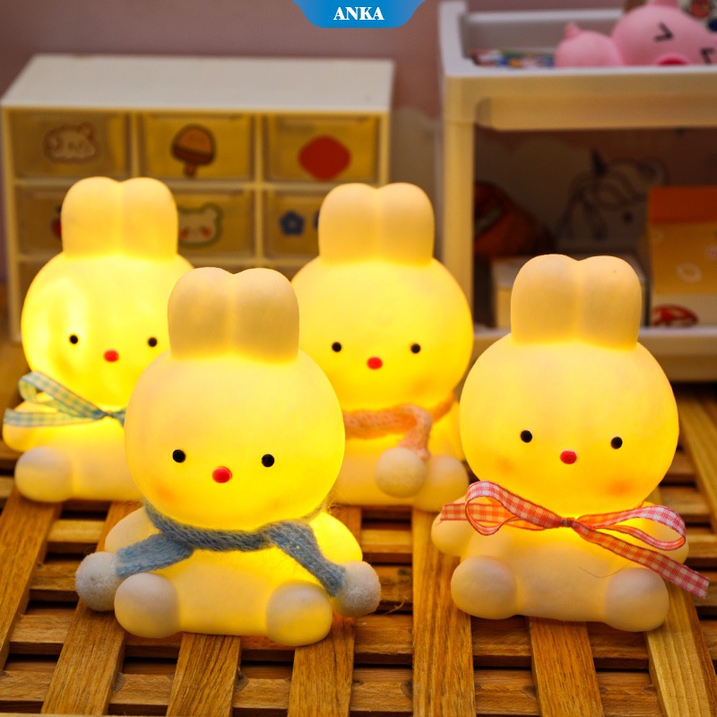Con thỏ nhỏ dễ thương đèn ngủ cô gái dễ thương net màu đỏ trang trí phòng ngủ ánh sáng bầu không khí ánh sáng sinh viên ký túc xá chiếu sáng cạnh giường ngủ