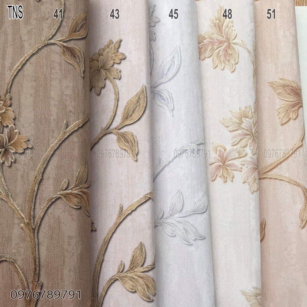 Giấy Dán Tường Vintage Hoa Dây Leo 3D Cho Phòng Ngủ, Phòng Khách, Lụa Không Keo, Khổ 10m x 53 cm, Nhiều Màu Lựa Chọn