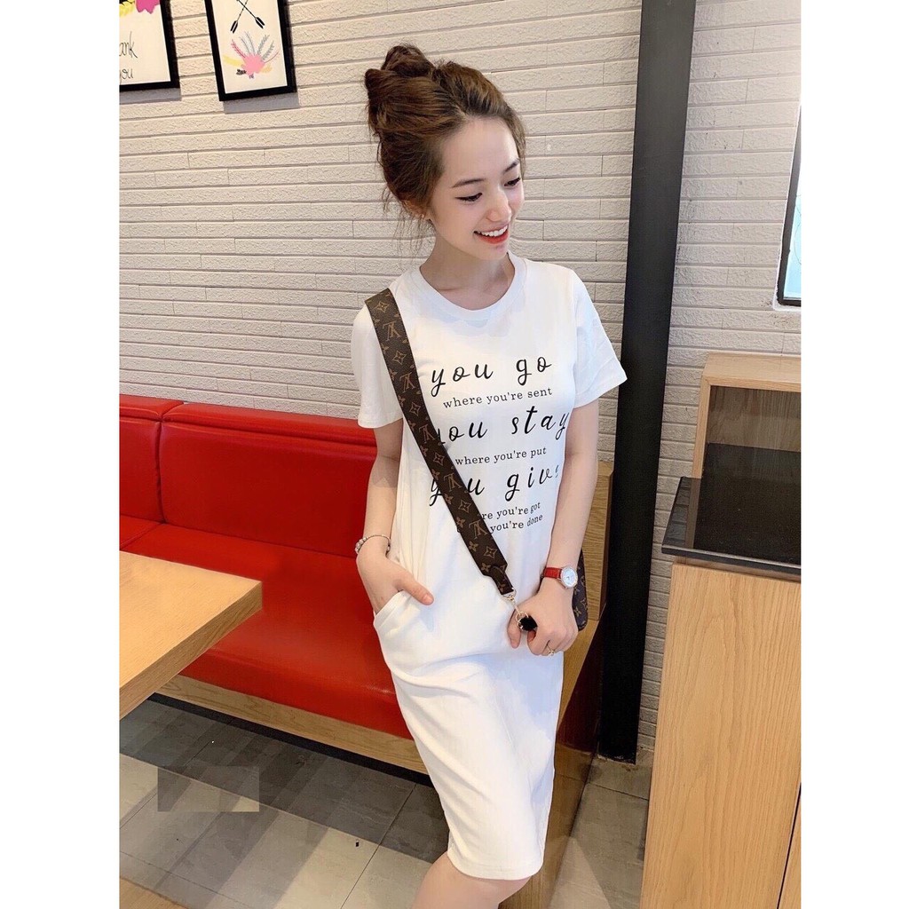 Đầm suông nữ Free Size dưới 60kg (chất liệu cotton- có túi) | BigBuy360 - bigbuy360.vn