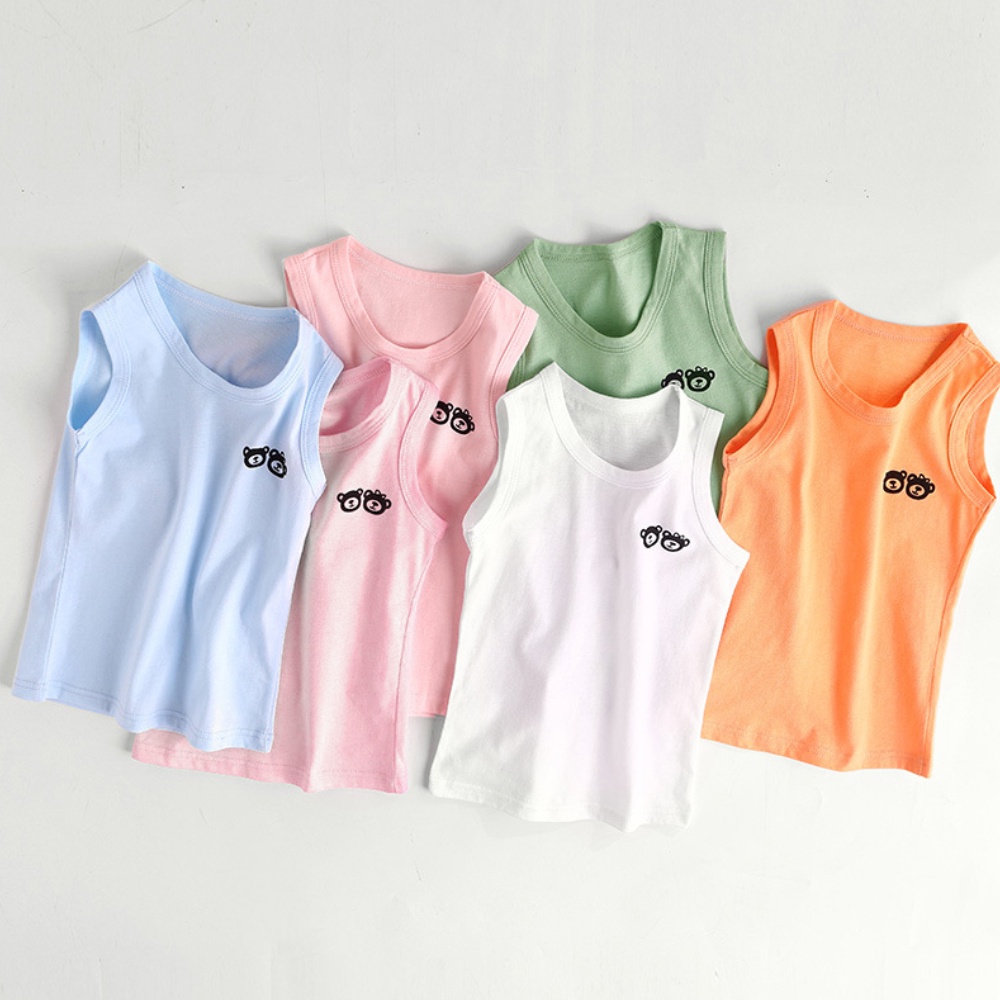 Áo thun ba lỗ dáng rộng màu sắc đơn giản chất liệu cotton thoáng khí cho bé