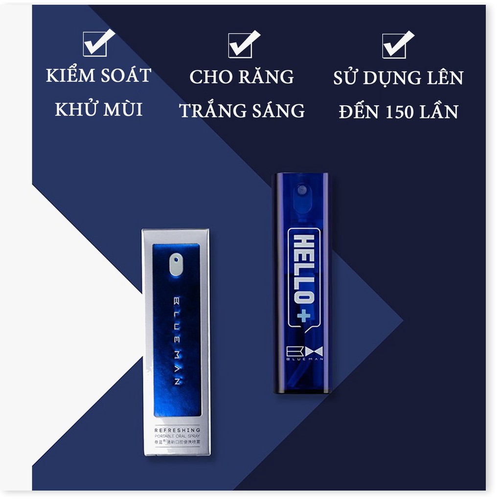 [CHÍNH HÃNG] Xịt Thơm Miệng BLUEMAN Giúp Diệt Khuẩn Và Ngăn Ngừa Mùi Hôi Miệng HƯƠNG BẠC HÀ BLUEMAN 10ml