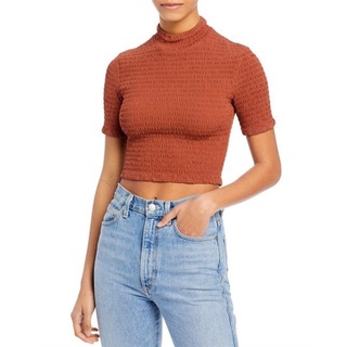 Áo croptop shinestar cổ lọ nhún ngực - 3488