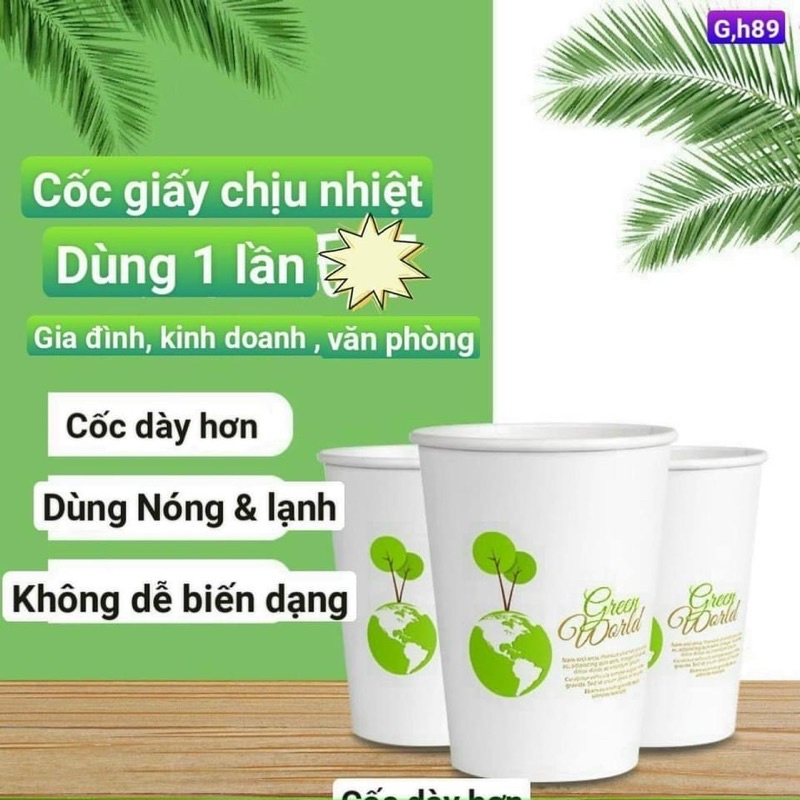 Bịch 50 Cốc Giấy chịu nhiệt dùng 1 lần tự huỷ- tốt cho sức khoẻ ❖shoptanthoi❖