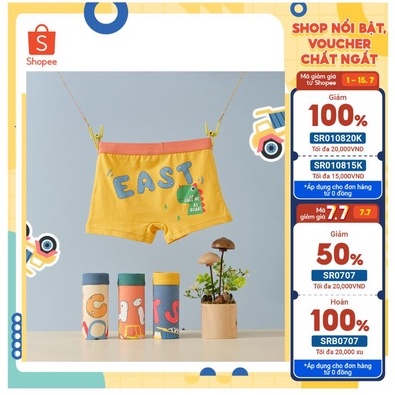 Sét 4 quần lót bé trai hoạt hình siêu ngộ nghĩnh chất cotton kháng khuẩn