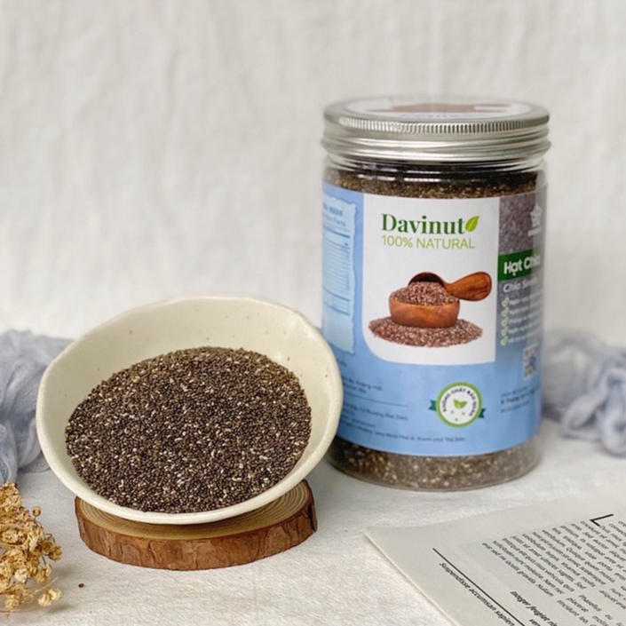 Hạt chia Davinut đen Úc giảm cân 500g chính hãng, hat chia seeds black organic hữu cơ cho bé ăn dặm, mua 1kg giá rẻ thật