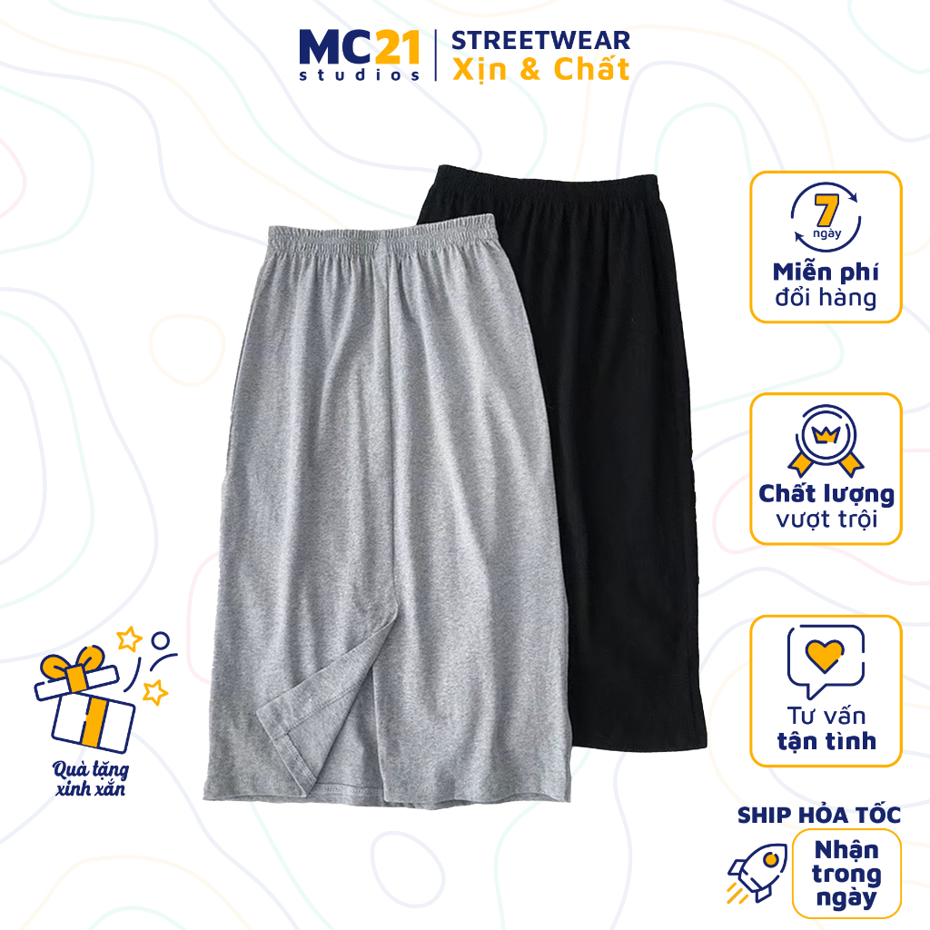 Chân váy suông Minion Clothing xẻ sau, cạp lưng thun, phong cách Ulzzang Streetwear V2803