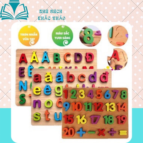 Bảng gỗ số,Bảng chữ cái Tiếng Việt, Tiếng Anh bằng gỗ NỔI cho bé học tập (ảnh chụp thật tại cửa hàng)