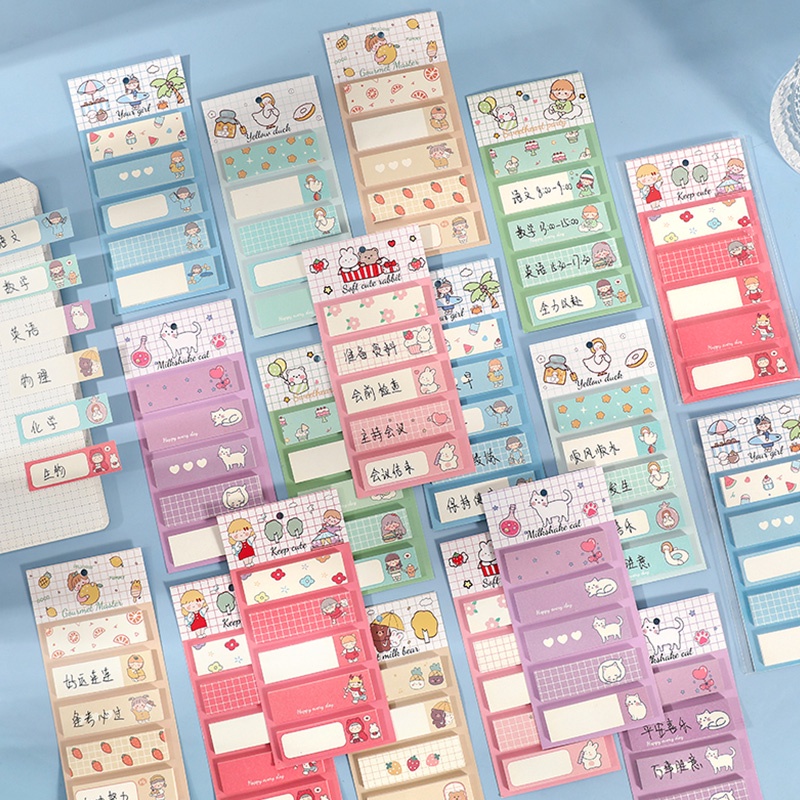 Set 100 Tờ Giấy Dán Ghi Chú Họa Tiết Hoạt Hình Dễ Thương Note