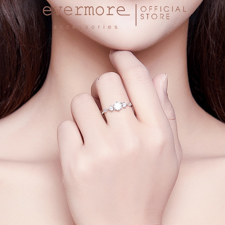 Nhẫn bạc Ý 925 đính đá 5 ly Cinderella EVERMORE thanh lịch, cổ điển - N025