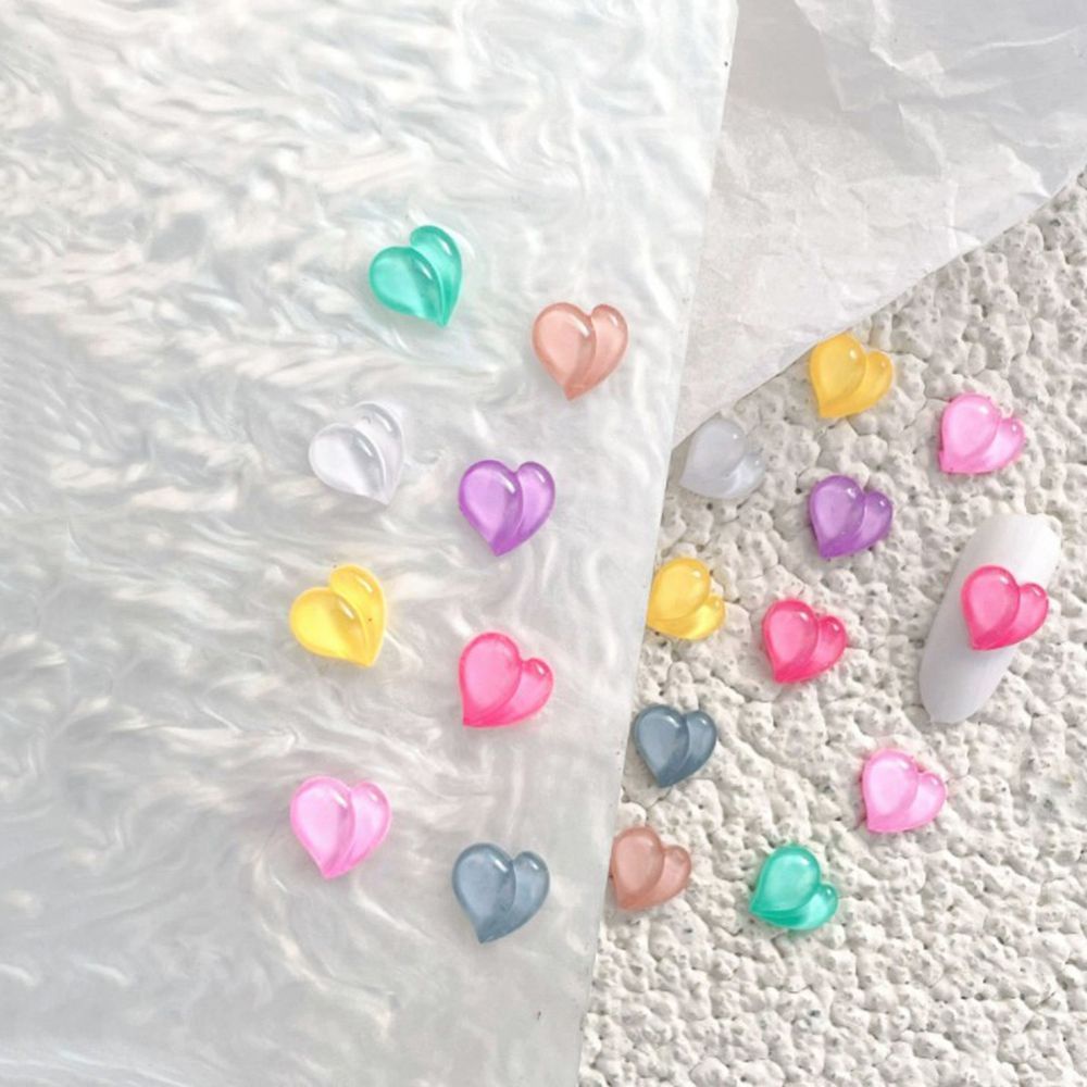 [Hàng mới về] Hạt phụ kiện trang trí móng tay hình trái tim 3D màu sắc ngọt ngào kiểu Nhật Bản