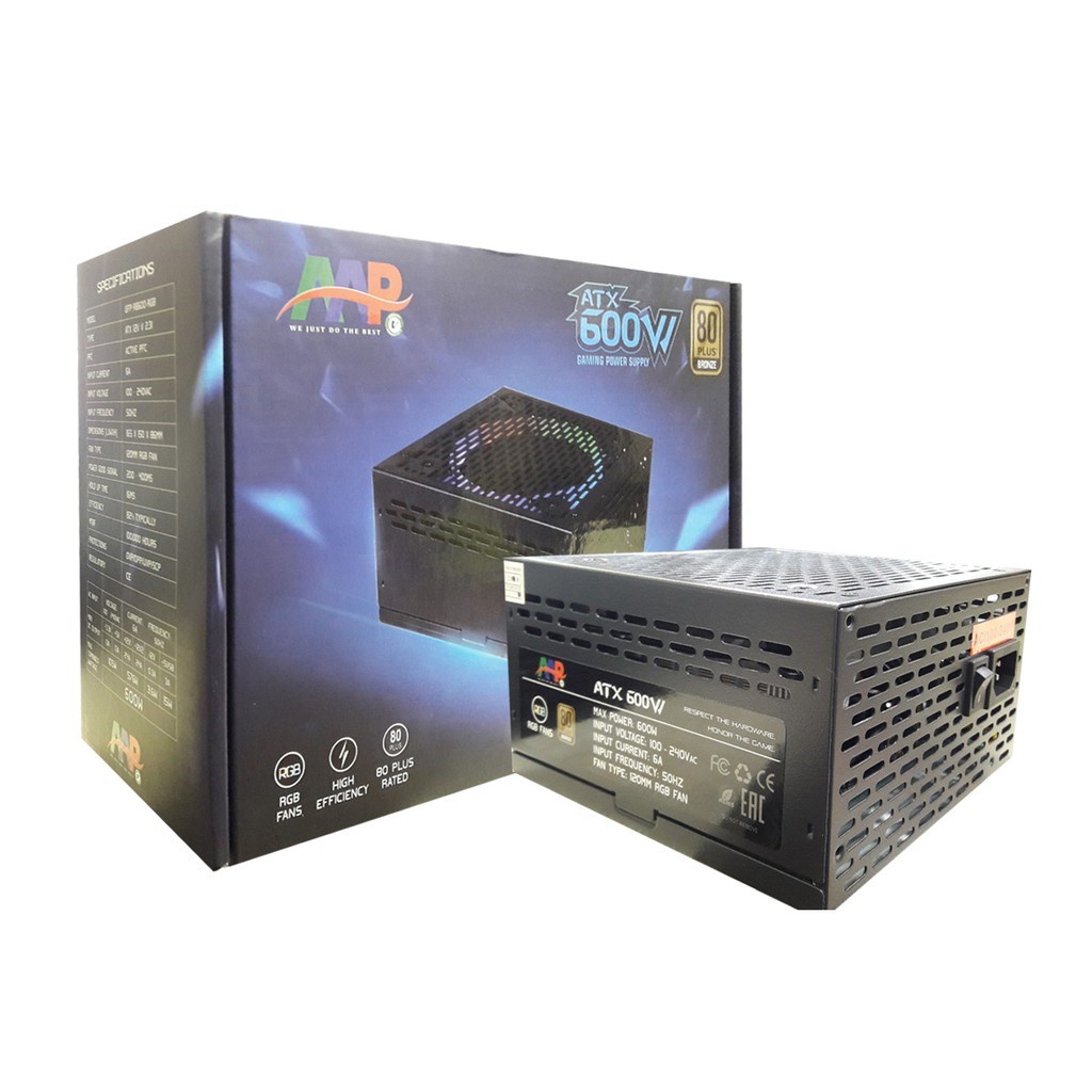 Nguồn Máy Tính 600W Công Suất Thực AAP RB-600 (4+4pin) - Chính Hãng (24T BH) [HH3G Company]