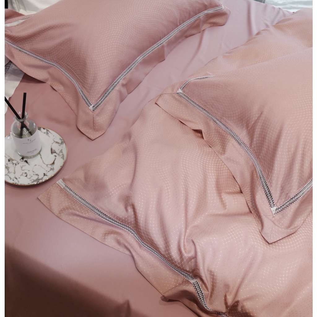 Bộ chăn ga gối lụa cao cấp 100%Tencel 120s, Diamond Dobby cực sang trọng chất liệu siêu mát mịn