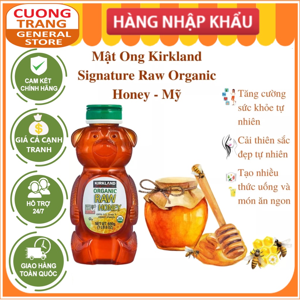 Mật Ong Gấu Hữu Cơ Kirkland Signature Organic Raw Honey 680g