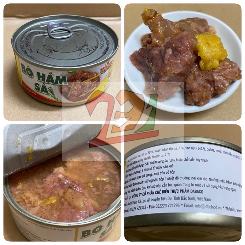 [170g][Bò Hầm Sả] Thịt Hộp Ăn Liền Dabaco