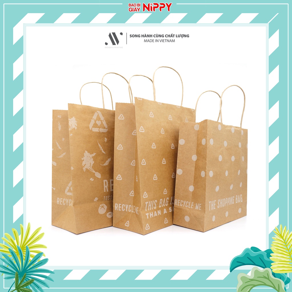 10 Túi giấy kraft The Shopping Bag NIPPY đựng quà tặng quần áo, hoa khô, hàng handmade, mỹ phẩm, nước hoa, tinh dầu ...)