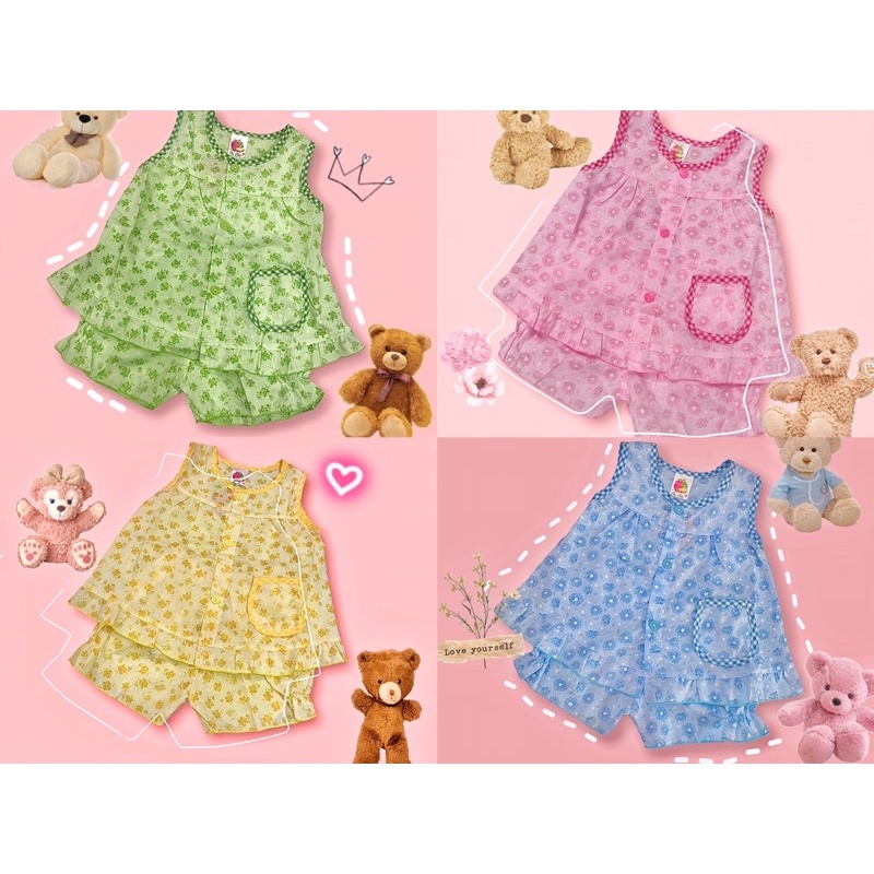 Bộ kate bông ép sát nách cho bé gái từ 3kg-23kg