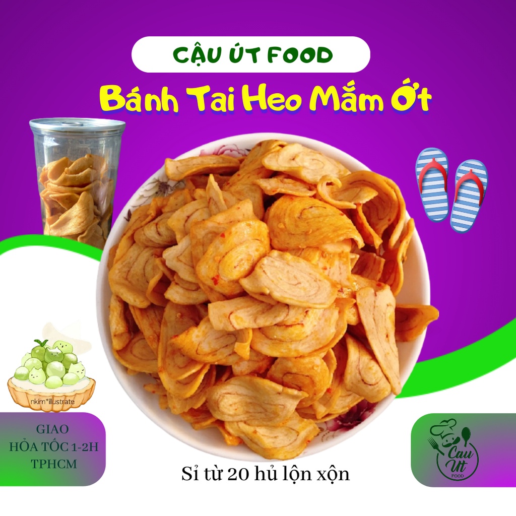 Bánh tai heo mắm ớt 500gr, Bánh tai heo mặn, Bánh tai heo giòn, Đồ ăn vặt Cậu Út Food