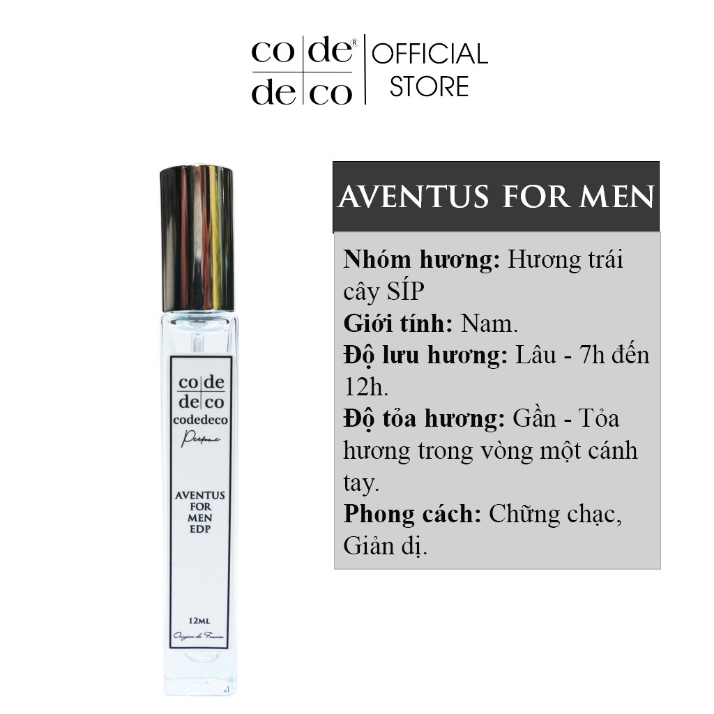 Tinh Dầu Nước Hoa Dạng Xịt Code Deco Aventus For Men 10ml, Chững Chạc , Giản Dị, Tiện Lợi, Nhỏ Gọn