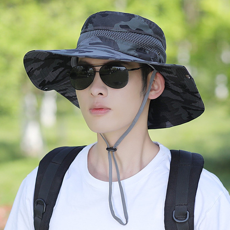 Nón Tai Bèo Vành Rộng Họa Tiết Rằn Ri Cá Tính Cho Nam