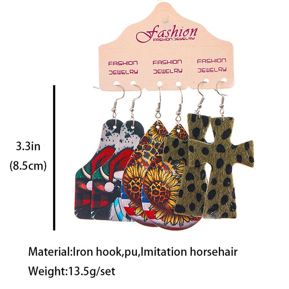 Set 3 Đôi Bông Tai Da Hình Ông Già Noel Thời Trang Giáng Sinh