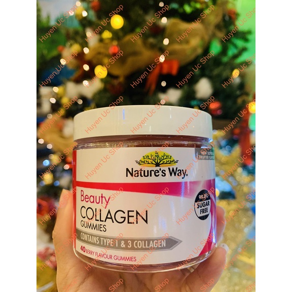 Viên uống Beauty collagen Gummies Thành phần Collagen Tuýp 1 và 3 Nature's way  -40 viên