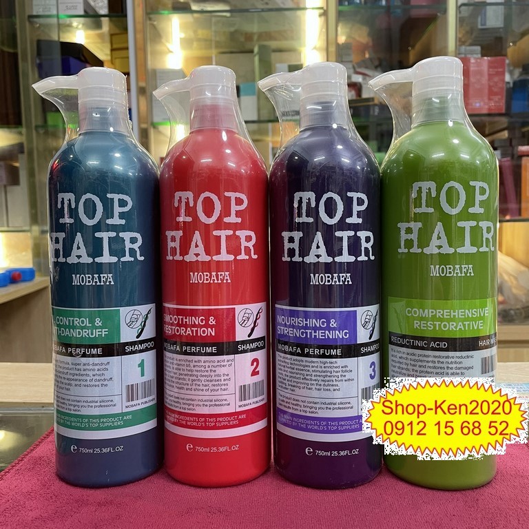 Cặp dầu gội xả Tophair Top Hair Mobafa 750ml x2  Tophair Mobafa phục hồi tóc, chống rụng tóc, chống gàu