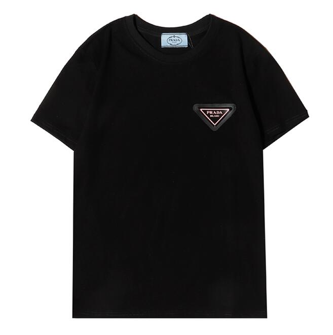 Áo thun tay ngắn cổ tròn in logo hình tam giác bằng cotton thời trang mới cho unisex
