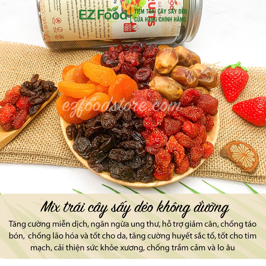500G Mix Trái Cây Sấy Dẻo Không Đường EZFOOD - Ăn Vặt Dinh Dưỡng Bà Bầu Trái Cây Sấy Tốt Cho Sức Khỏe
