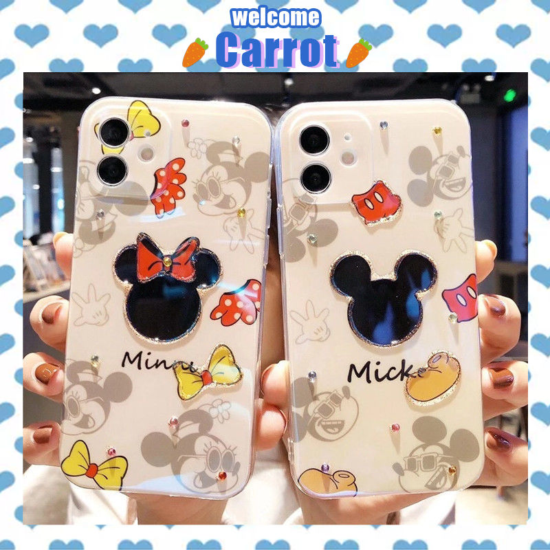 Cute cartoon Mickey Minnie blue light soft plastic mobile phone case iPhone se/7/7p/8/8p/x/xs/xsmax/xr/11/12/mini/pro/promax