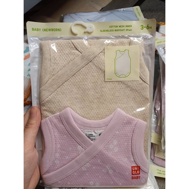Set 2 body sát nách Uniqlo chất cotton lưới thông hơi cho bé