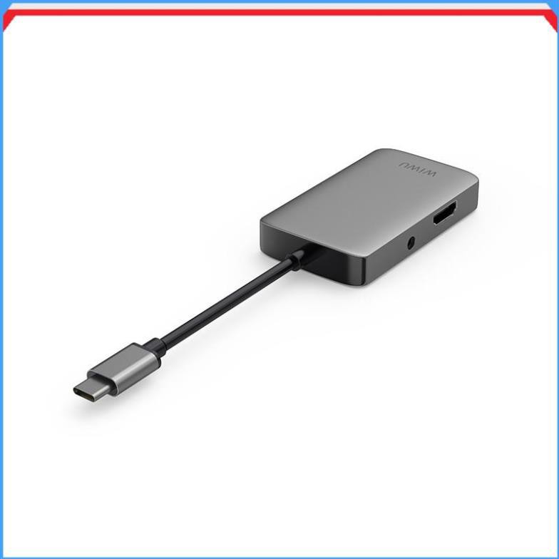 Bộ Hub Type C Macbook Laptop Ipad WiWU 5 in 1 Đầu Ra 1 HDMI, 1VGA, 1 USB, 1 Type C PD Và Jack 3,5mm