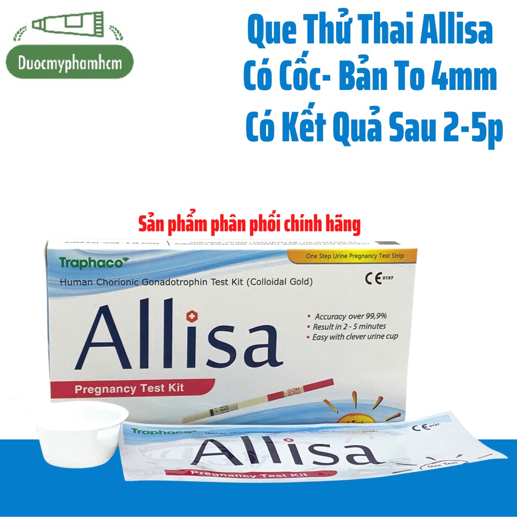 Che Tên SP Que thử thai Allisa Traphaco Bản To,Có Cốc - Đạt chuẩn xuất