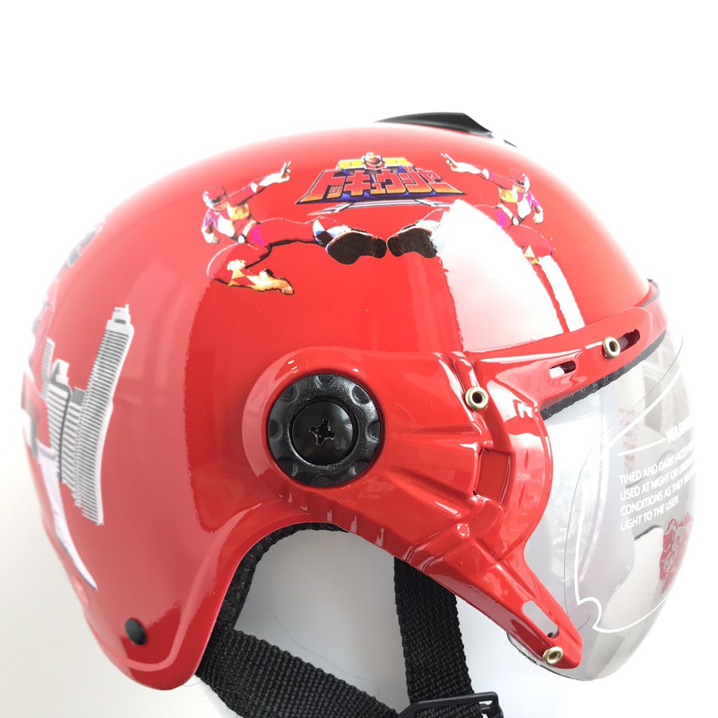 Mũ bảo hiểm trẻ em có kính siêu đẹp dành cho bé từ 3 đến 6 tuổi - V&amp;S Helmet - Đỏ siêu nhân - VS103KS