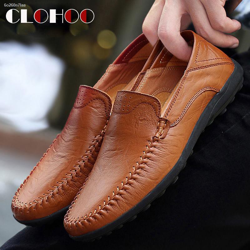 CLOHOO bò thật giày nam thông thường thoáng khí cho cộng với nhung ấm áp đế mềm cha peas
