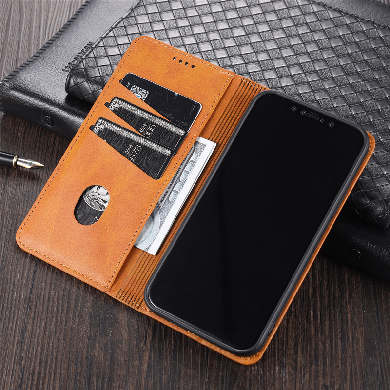 Bao da điện thoại nắp lật kèm ví phong cách retro cao cấp thích hợp cho IPHONE 11PRO XS MAX XR 8 I7 6S PLUS