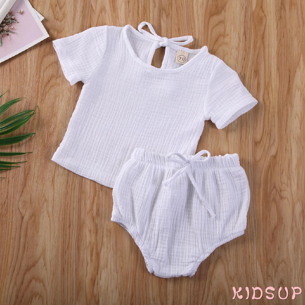 Bộ Áo Cotton + Quần Short Cho Bé Trai / Gái