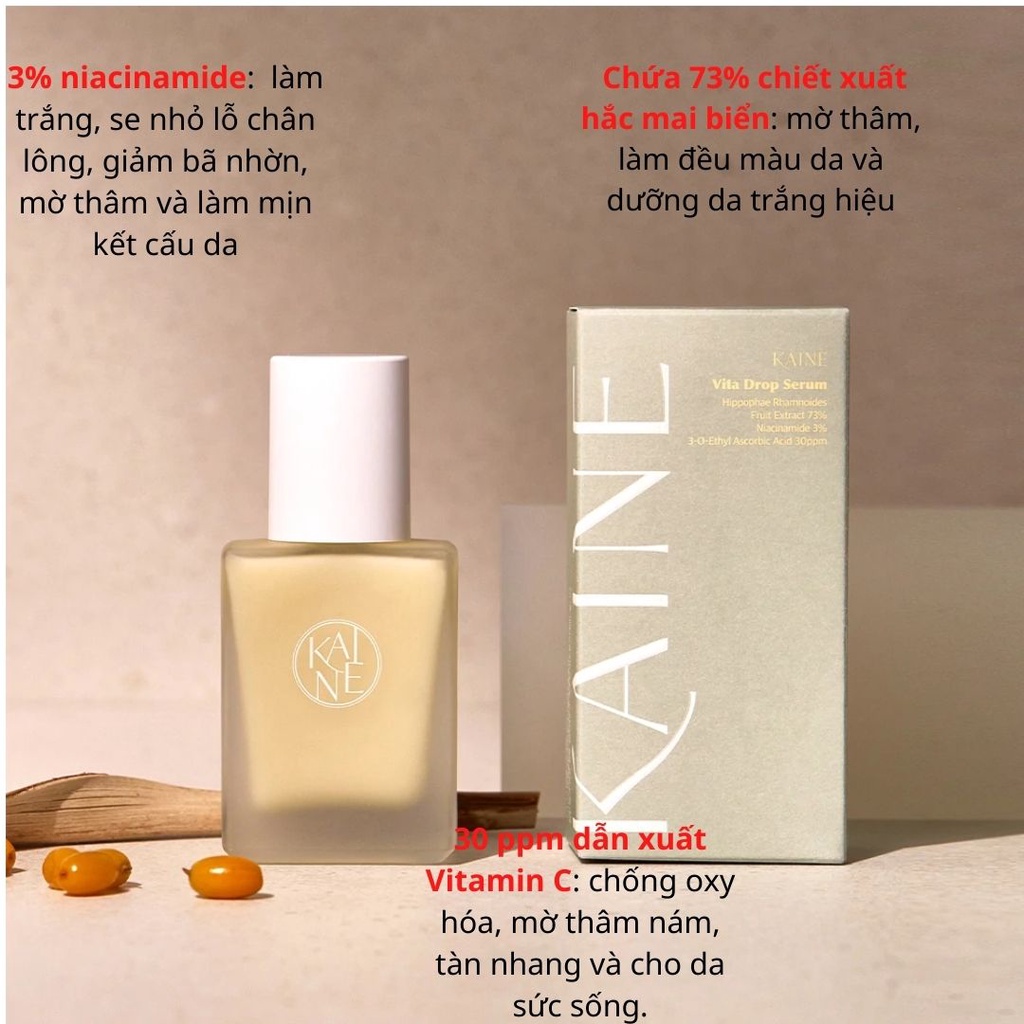 Serum thuần chay làm trắng, mờ thâm nám, hồi phục da - KAINE Vita Drop Serum 30ml