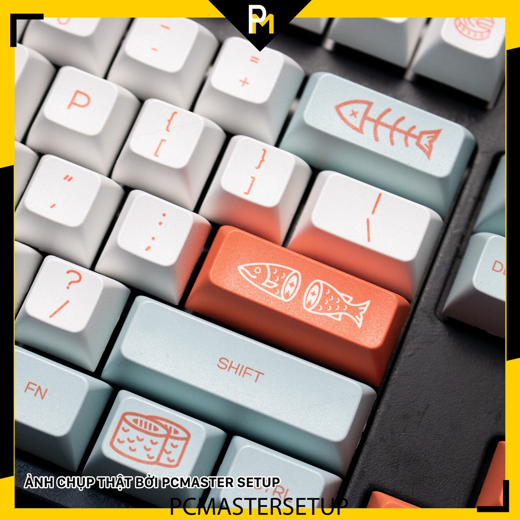 Keycap pbt Salmon cá hồi HSA profile nút cho bàn phím cơ pcmaster