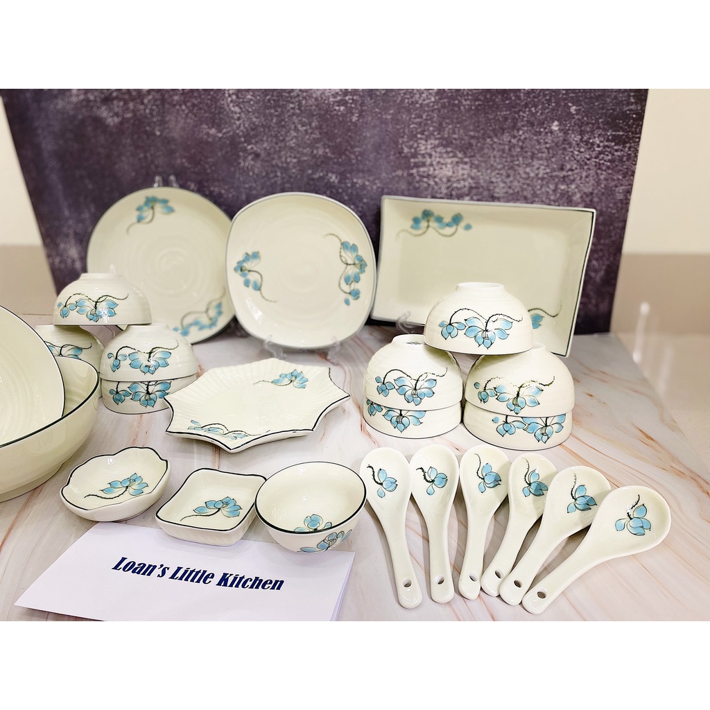 Bộ Bát Đĩa Gốm Sứ Tráng Men Bát Tràng Đẳng Cấp, Bộ Chén Bát Bát Tràng Chính Hãng