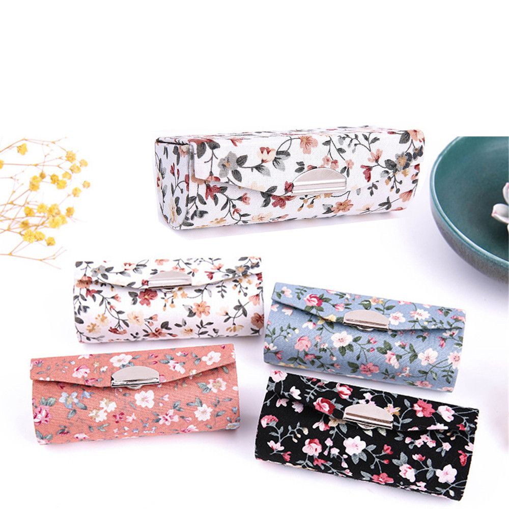 [Hàng mới về] Hộp đựng son môi MiHAN1 mini thêu hoa cổ điển có gương trang điểm thời trang cho nữ