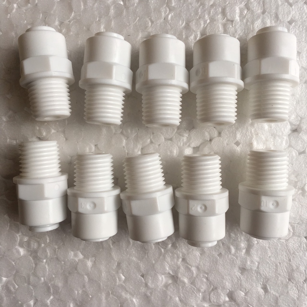 10 chiếc cút thẳng van từ nối nhanh, cút thẳng ren 13 dây phi 6 nối nhanh