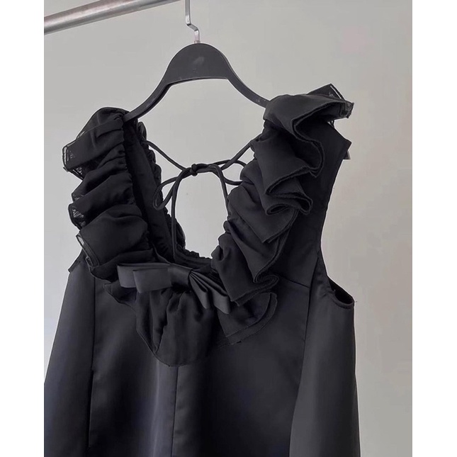 Đầm babydoll xoè tay phồng hở lung elly dress hình shop tự chụp