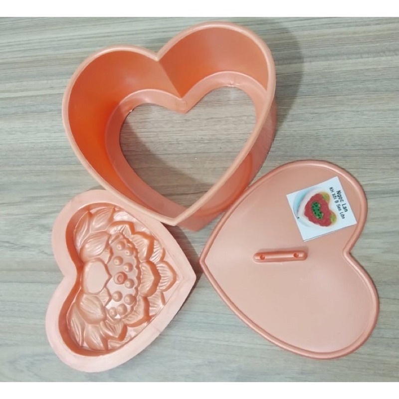 Khuôn làm xôi trái tim hoa sen size đại 16cm nhựa cứng bền đẹp