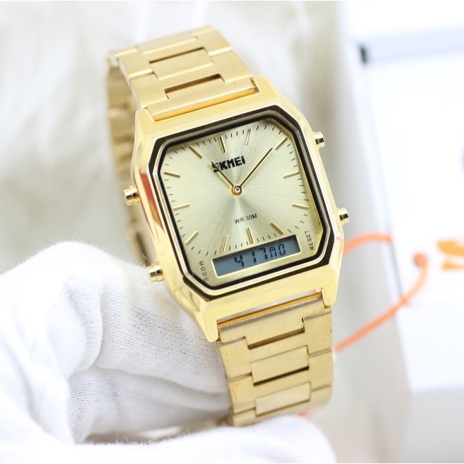 Đồng hồ thời trang nam Skmei 1220 mặt vuông 2 kim & điện tử sang trọng Spk49