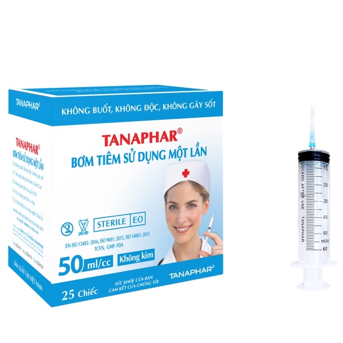 Bơm kim tiêm 50cc tanaphar.Bơm tiêm 1 lần thuận tiện sử dụng.anthaomoc