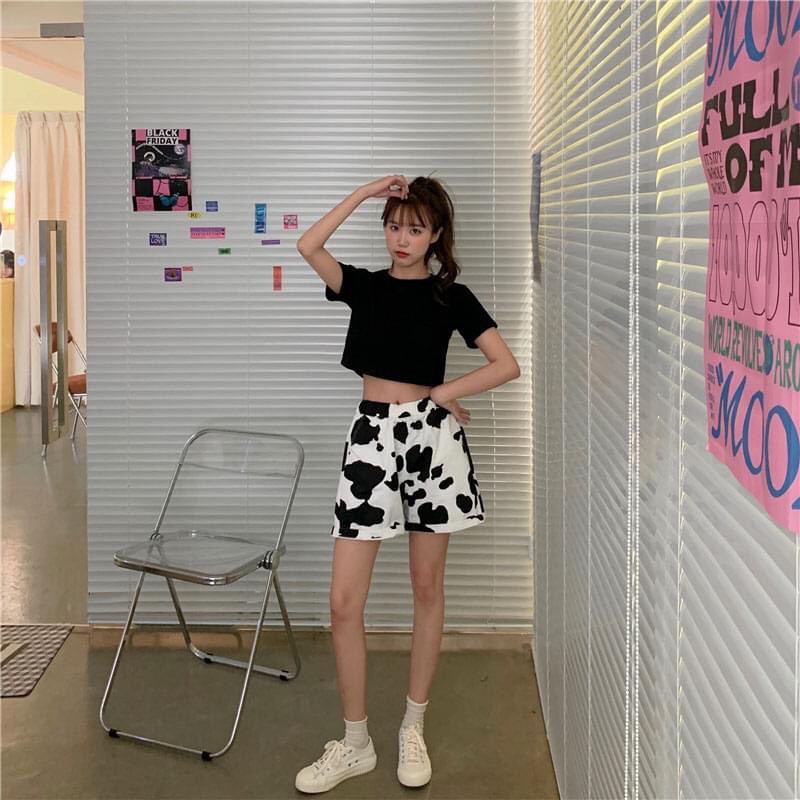 Quần sooc nam nữ loang bò sữa lưng thun dáng rộng thời trang unisex/ Quần shorts thể thao oversize phong cách hàn quốc | BigBuy360 - bigbuy360.vn