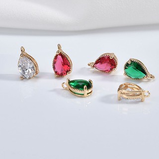 Mặt Dây Chuyền Mini Bằng Đồng Mạ Vàng Đính Đá Zircon Màu Sắc Thời Trang DIY